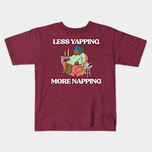 Less Yapping More Napping Funny Bear Meme Kids T-Shirt